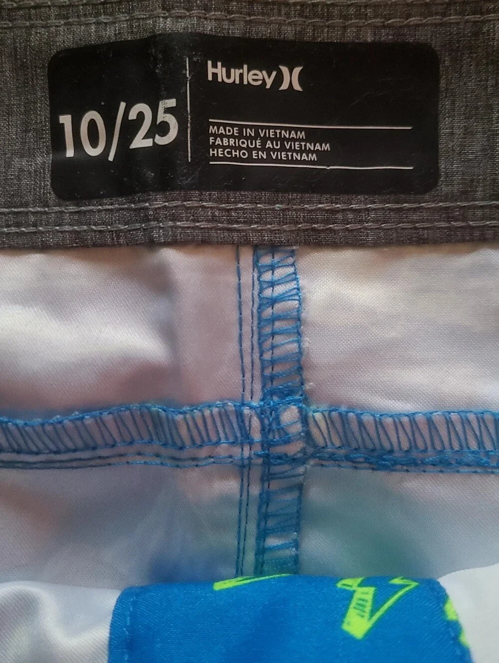 Hurley Blue Tropical Print Boys Swim Trunks Sz 10 / 25